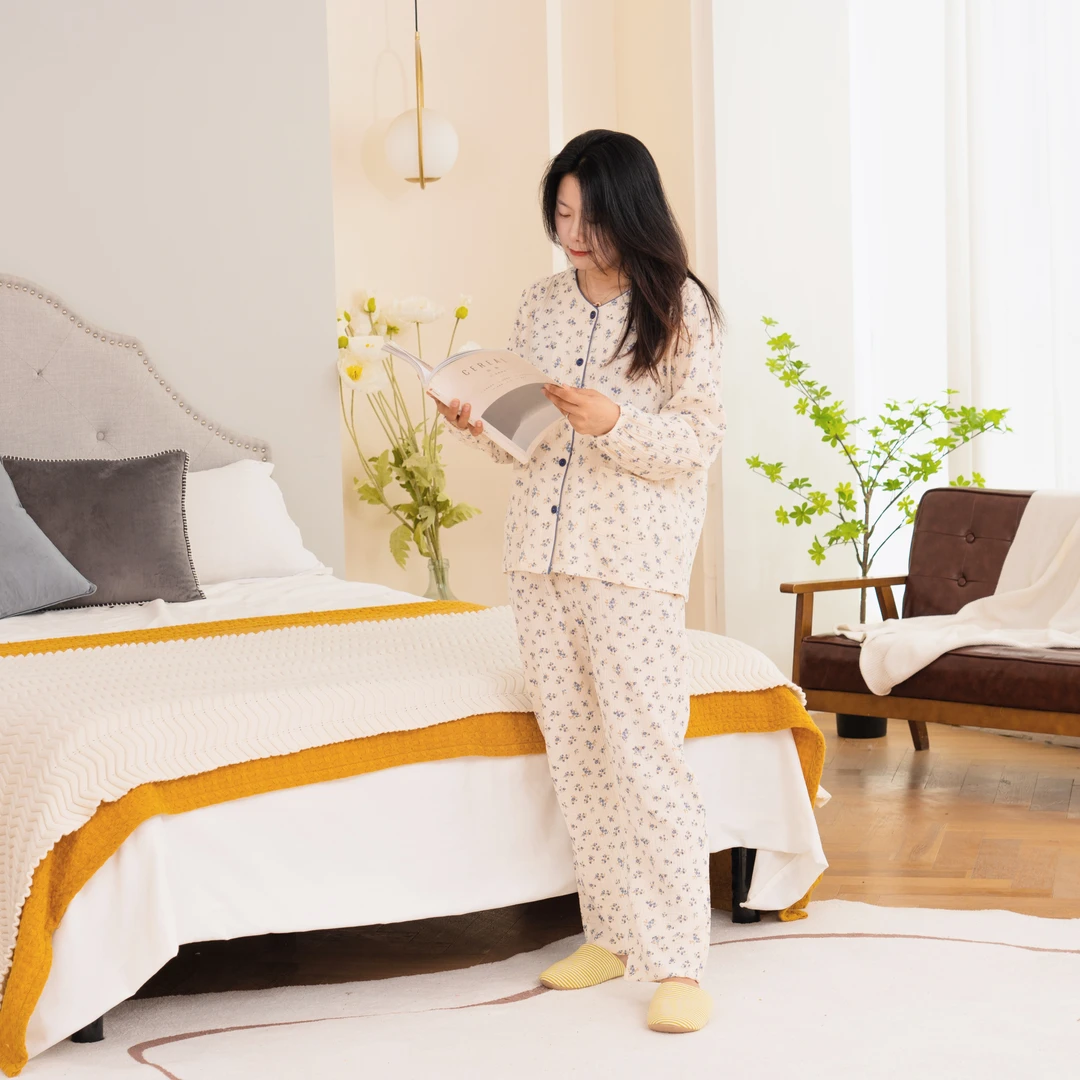 棉柔时光--日常系家居纯棉睡衣女套装