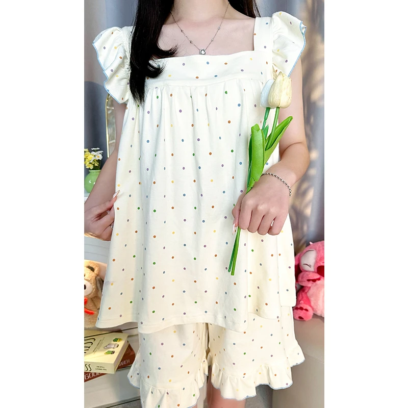 2024年夏季新款睡衣女士宽松睡衣套装柔软舒适透气薄款家居服套装