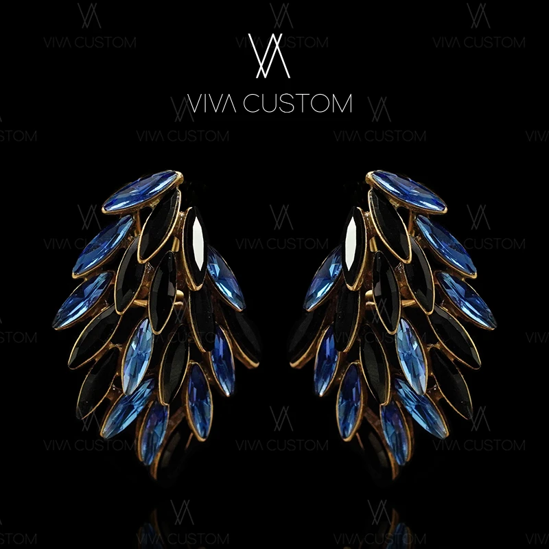 合金合成锆石耳饰 (璀璨星河系列)个性流行羽翼飞翼耳拍