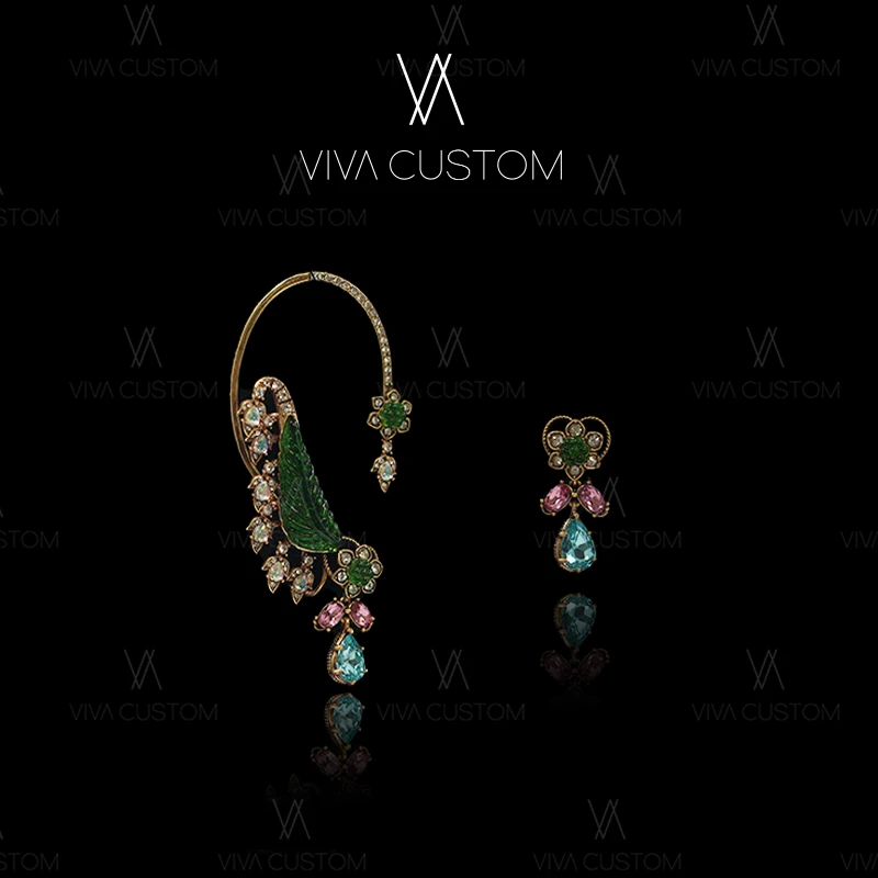 铜合金耳饰 (新中式系列)时尚精致设计感森系闪耀耳挂耳钉