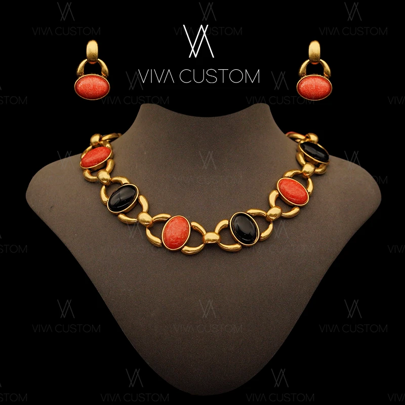 合金项链 彩石流光系列 自由古巴复古套装