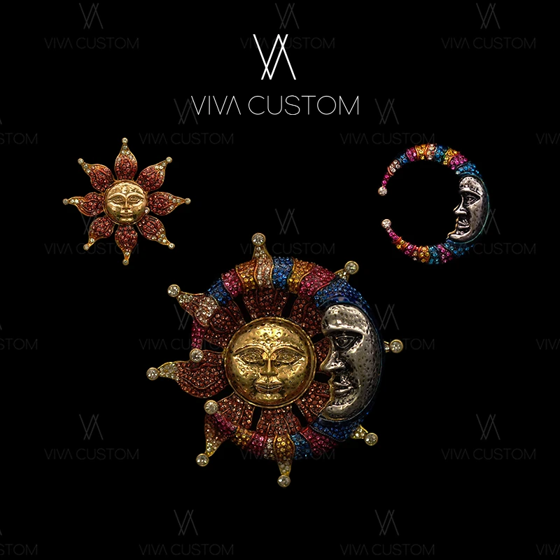 合金合成锆石耳饰 （星月系列）中世纪复古设计感西式日月神话套装M