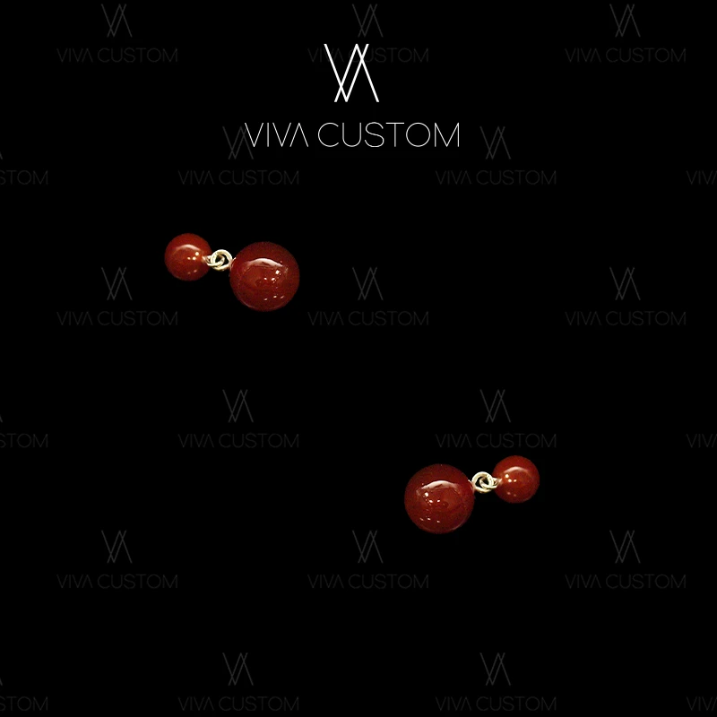 铜合金合成锆石耳饰 时尚精致气质优雅温柔红霞珠耳钉}