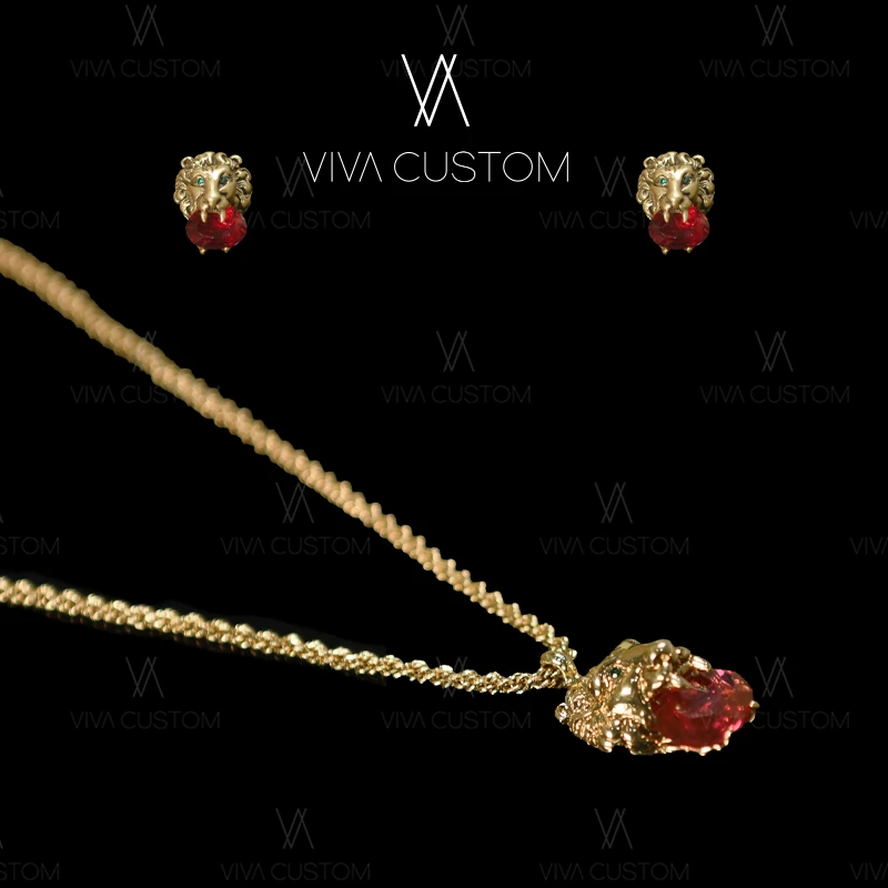 铜合金合成锆石耳饰 昨日重现系列 欧美猛兽狮子套装