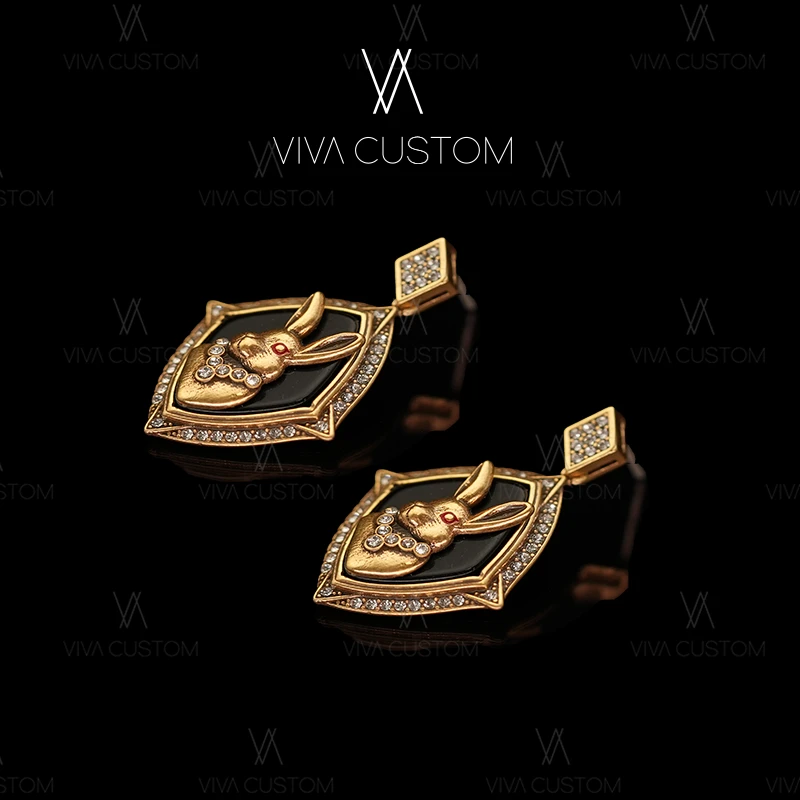 铜合金合成锆石耳饰 (昨日重现系列)平安喜乐钱兔似锦耳钉