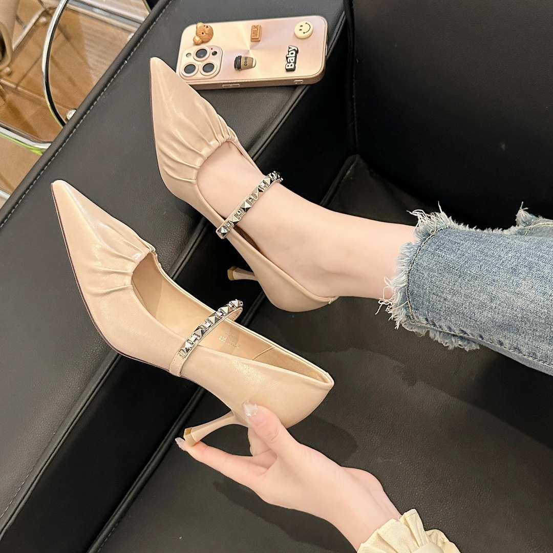 【跟高6cm】2024秋季新款网红时尚气质尖头细跟高跟鞋