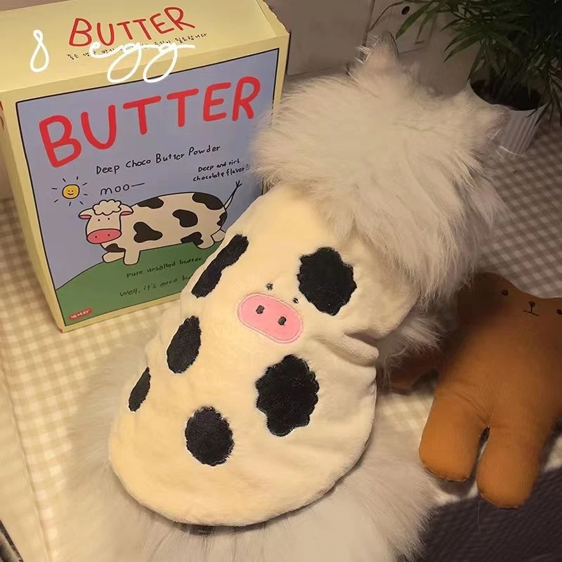 宠物衣服比熊博美泰迪猫咪衣服秋冬装防寒奶牛款加绒保暖狗狗背心
