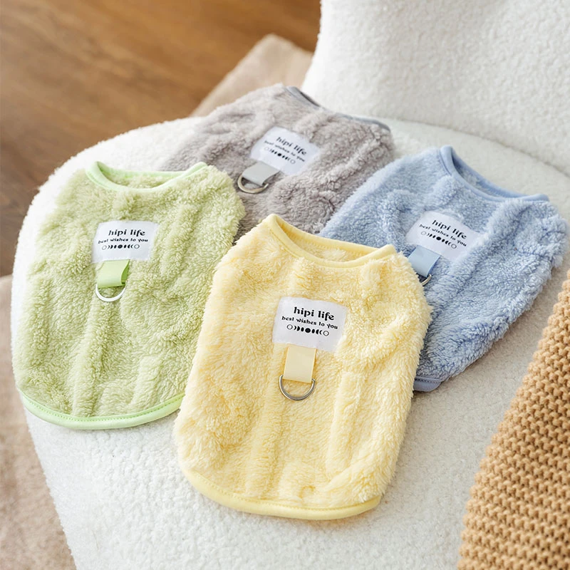 可爱猫咪马卡龙系列可牵引短款马甲防掉毛布偶猫蓝猫宠物加绒冬装