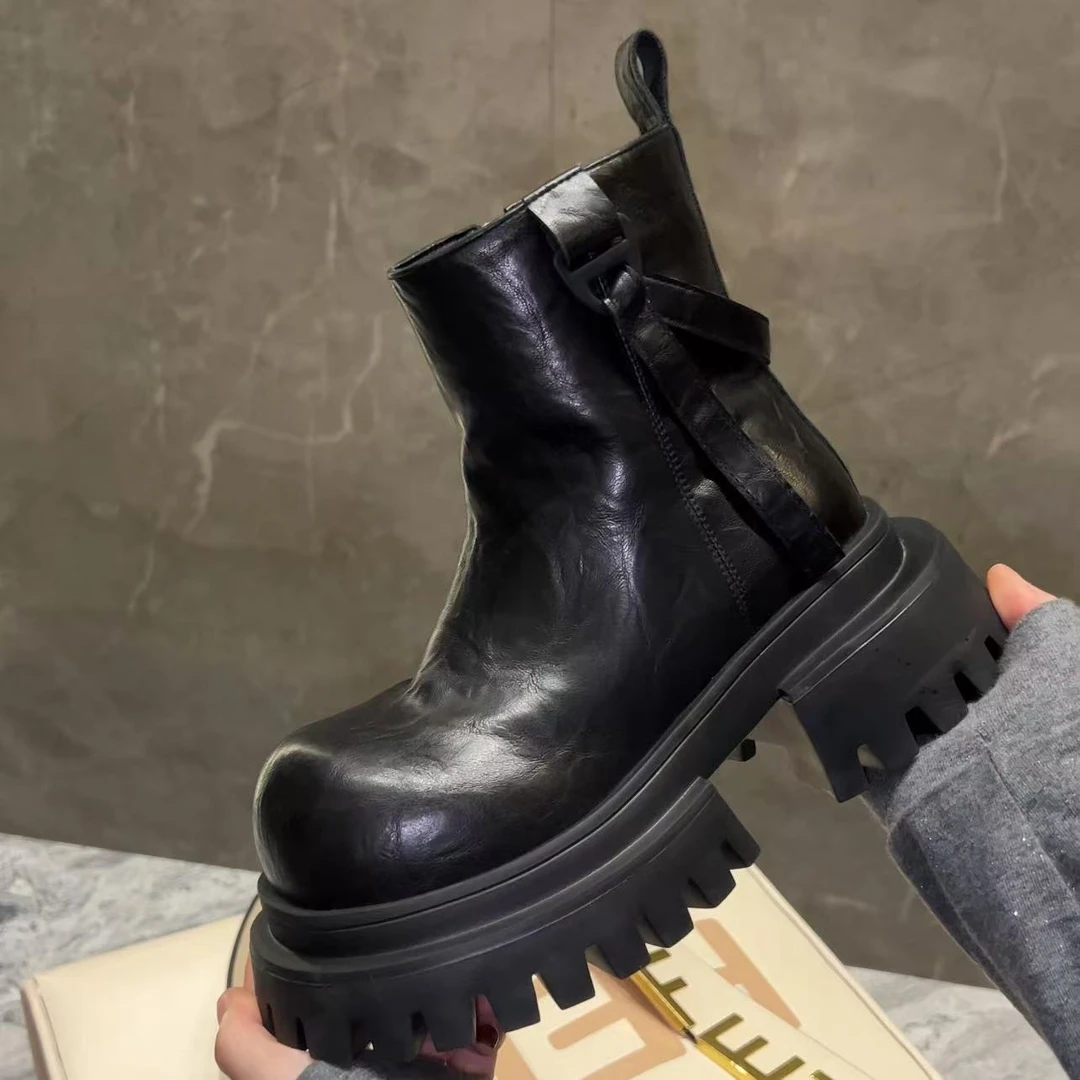 【HeiPa】付小付家家秋季穿新款厚底带时尚韩版靴子女款