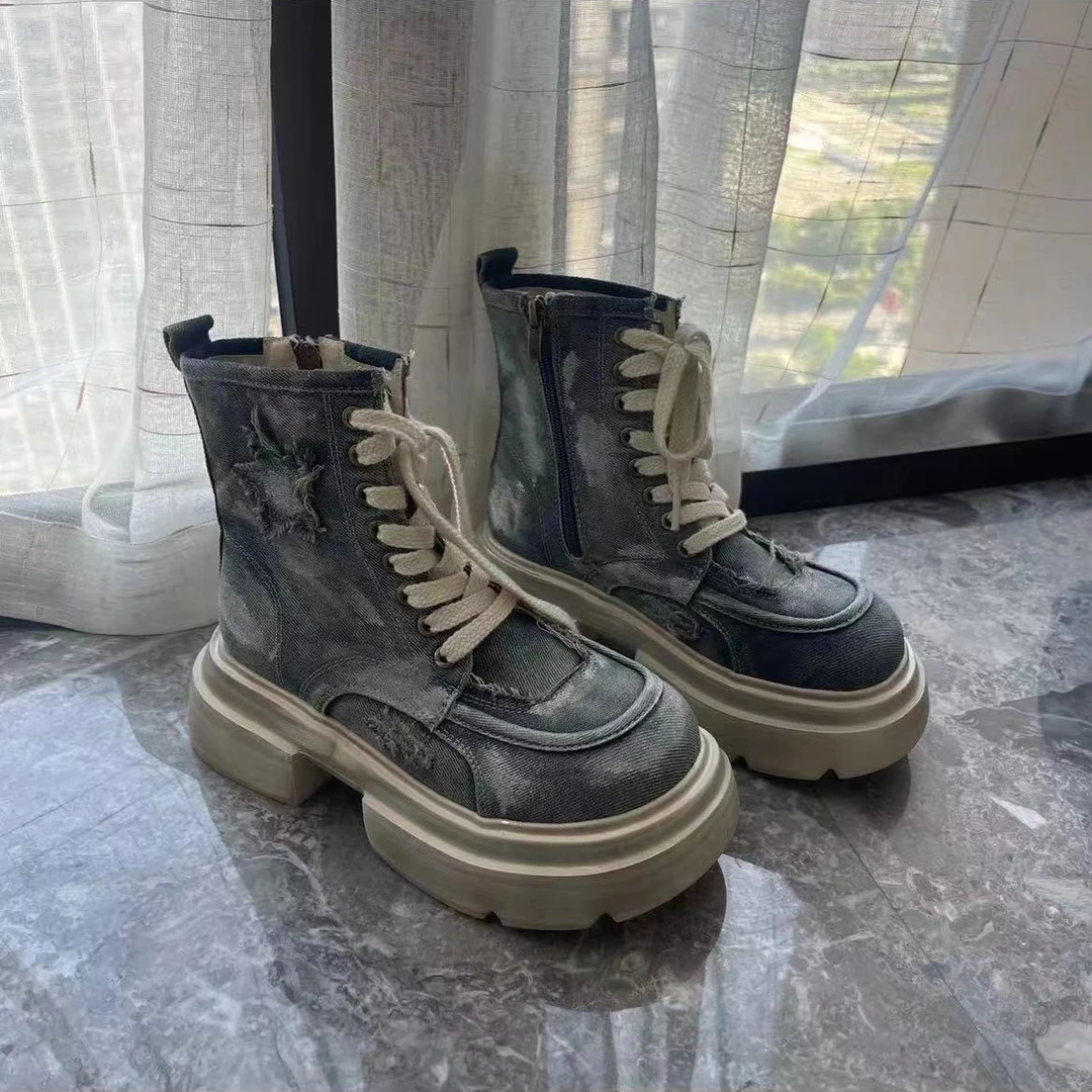 【HeiPa】家新款潮走秀厚底休闲短靴鞋运动百搭