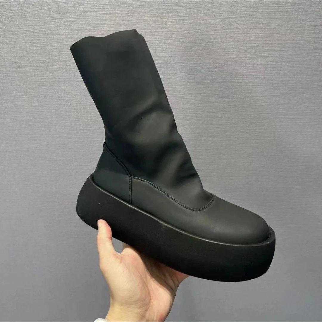 【HeiPa】家【倒倒靴】靴子时尚鞋ins潮走秀厚底休闲百搭春季