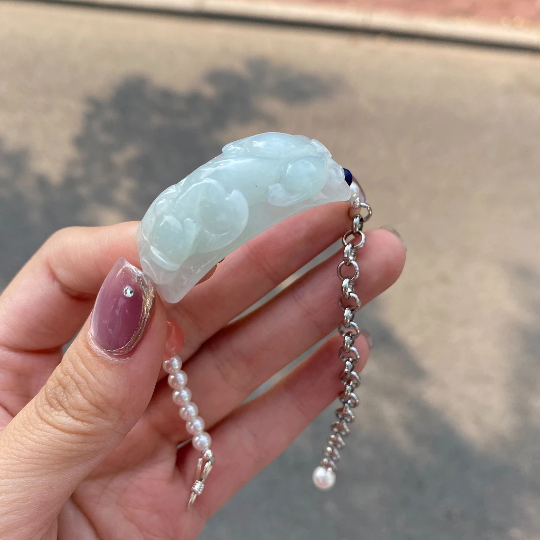 纯天然翡翠a货 貔貅手牌手链可调节手工