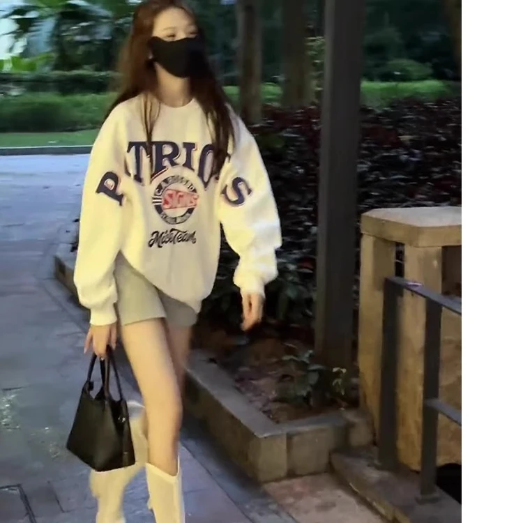 慵懒风一整套穿搭复古字母宽松卫衣休闲裙裤韩风chic套装早秋新款