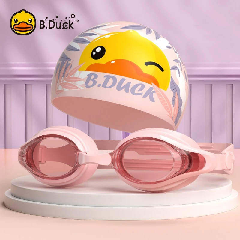 B.Duck泳镜防水防雾高清女男潜水眼镜泳帽套装专业近视游泳装备
