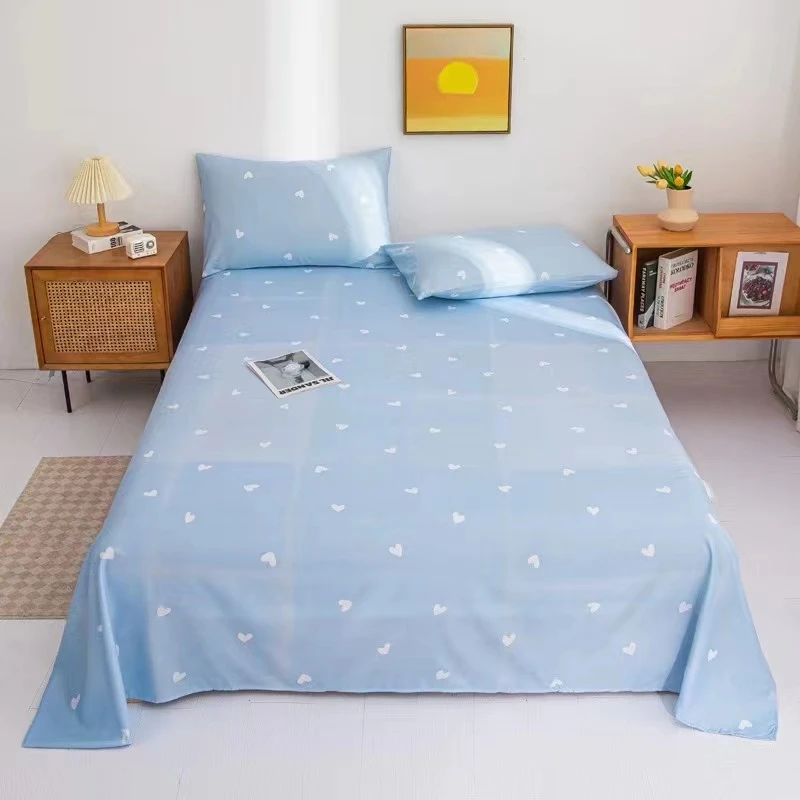 水洗斜纹棉福利品床单【蓝色小爱心】
