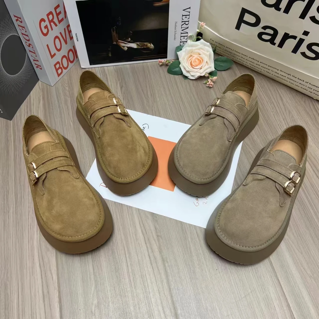 【YY】复古厚底勃肯鞋女外穿2024新款百搭松糕鞋一脚蹬增高单鞋