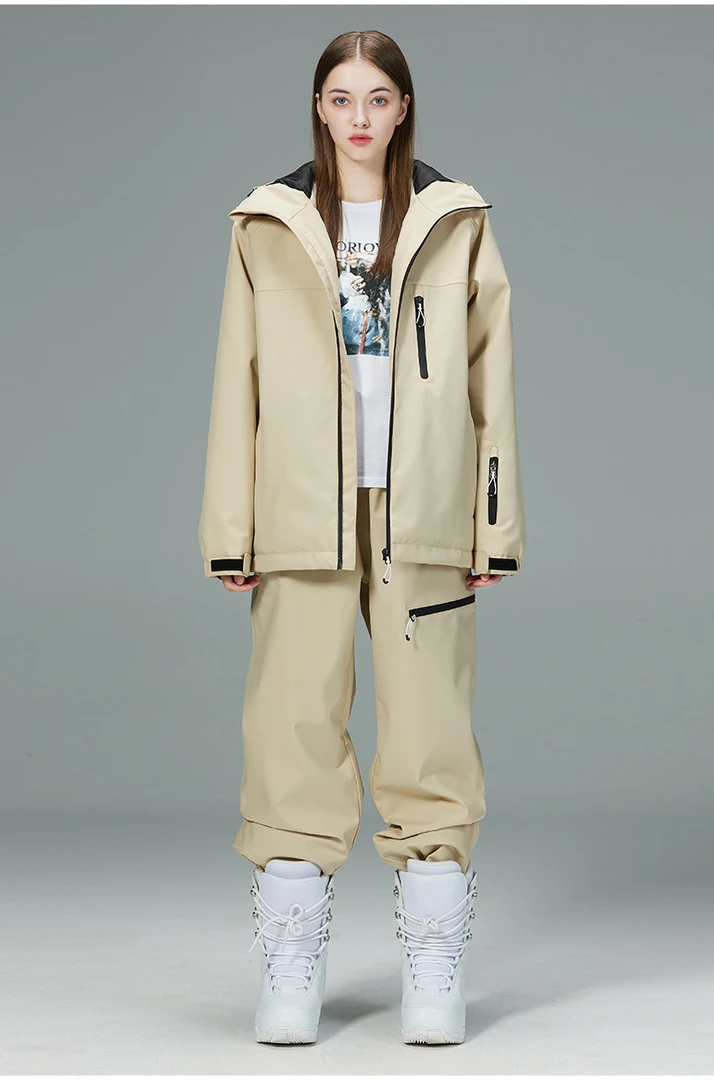 24简约新款防水滑雪服套装保暖透气加厚时尚百搭超轻男女耐磨宽松