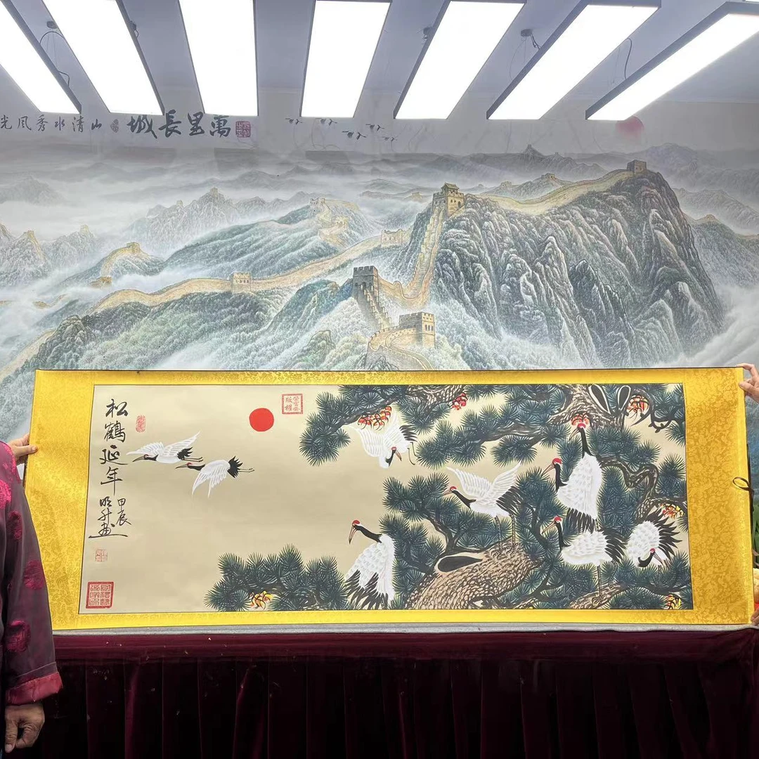 陈明升-松鹤延年卷轴书法作品