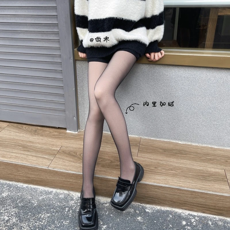 【2025傲寒黑色光腿神器】升级版秋冬双层加绒女透肉打底裤加厚自然