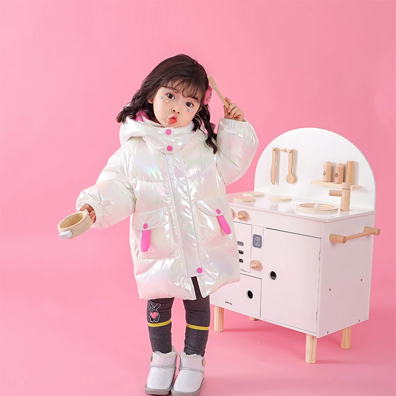 gladdybear女童撞色兔耳朵羽绒服冬新款儿童冬季中长款DYR22436