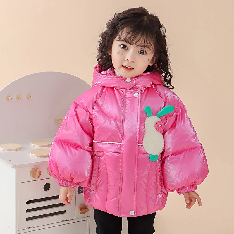 gladdybear童装亮面连帽羽绒服女童秋冬新款洋气羽绒外套DYR22657