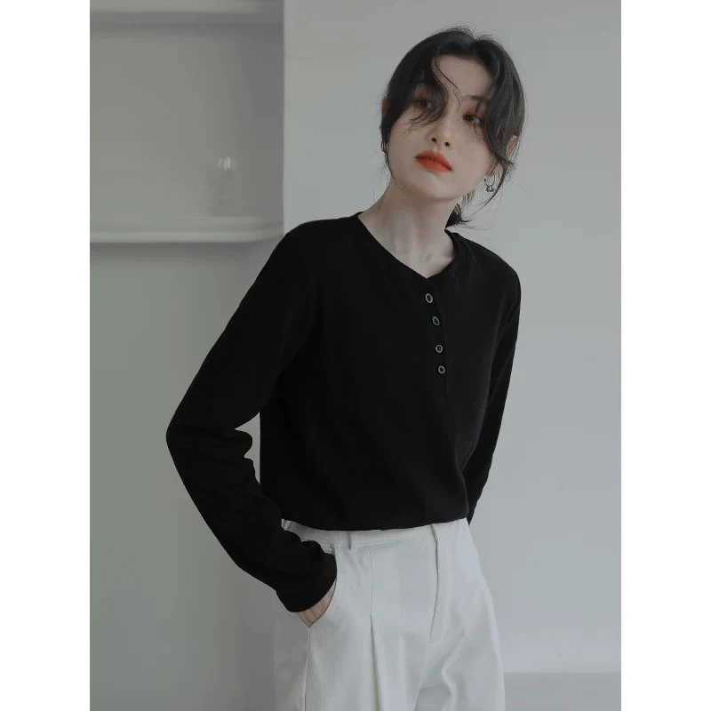 春APF2U58#长袖体恤女秋冬季打底衫女士纯色上秋