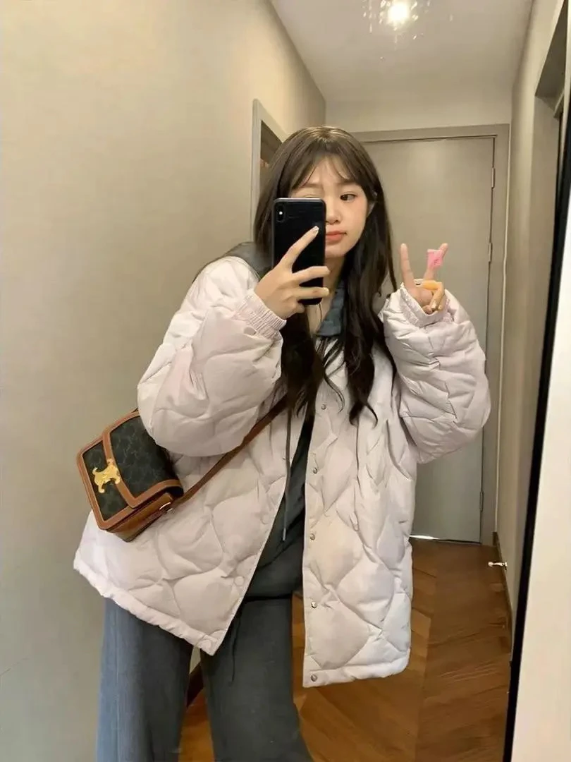 631新款棉服加厚宽松棉服2024冬季小个子韩系菱格外套棉袄棉衣