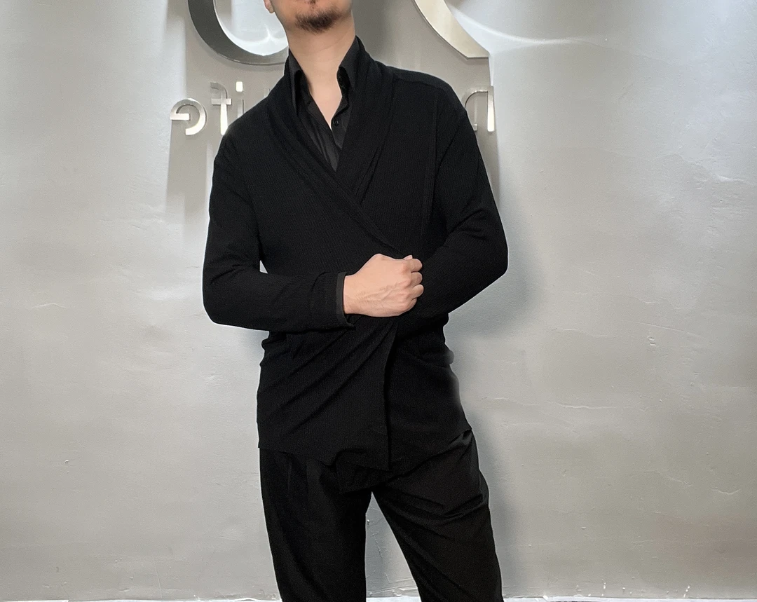 GR3001男士黑色外套摩登舞拉丁舞国标舞长袖秋冬气质简约