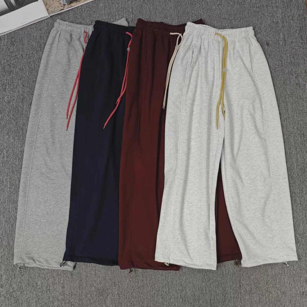 13119余小鱼 四色纯色松紧腰撞色抽绳休闲韩系不加绒休闲裤女装