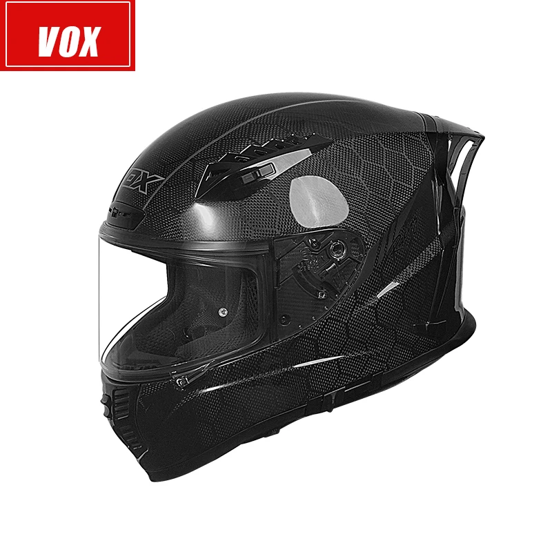 vox双镜片碳纤全盔摩托车头盔仿赛盔蛇纹碳纤3c认证男款