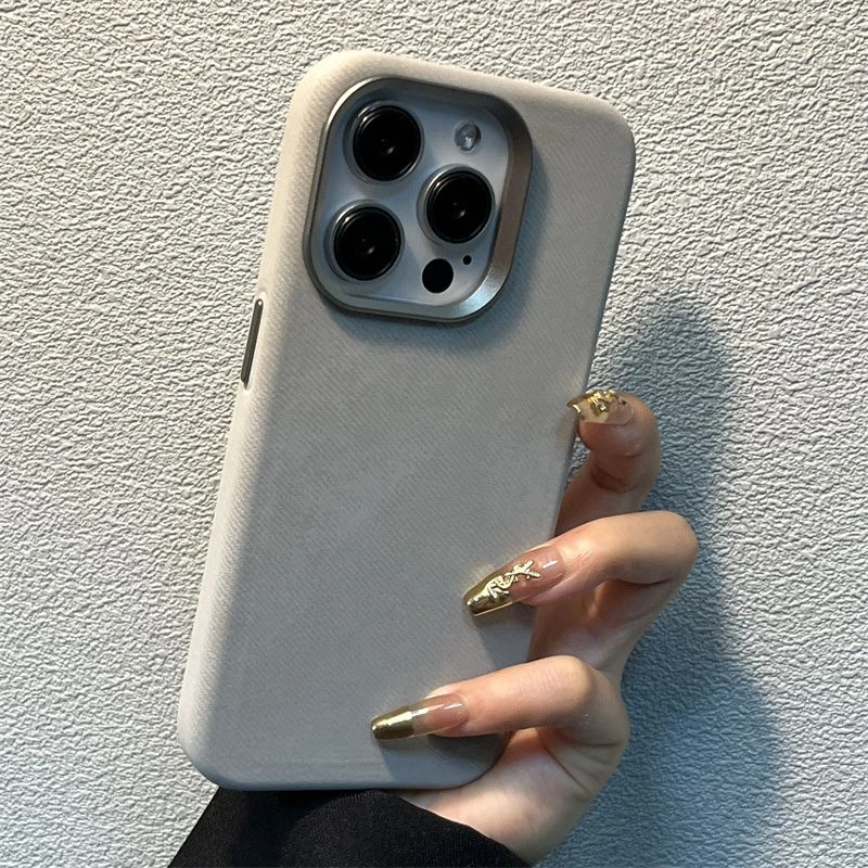 超细纤维布纹磁吸壳苹果iPhone15ProMax手机壳14简约13小众12防摔