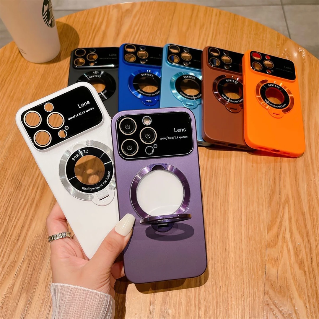 苹果14手机壳磁吸支架大视窗磨砂iPhone13promax超薄pc全包12硬壳