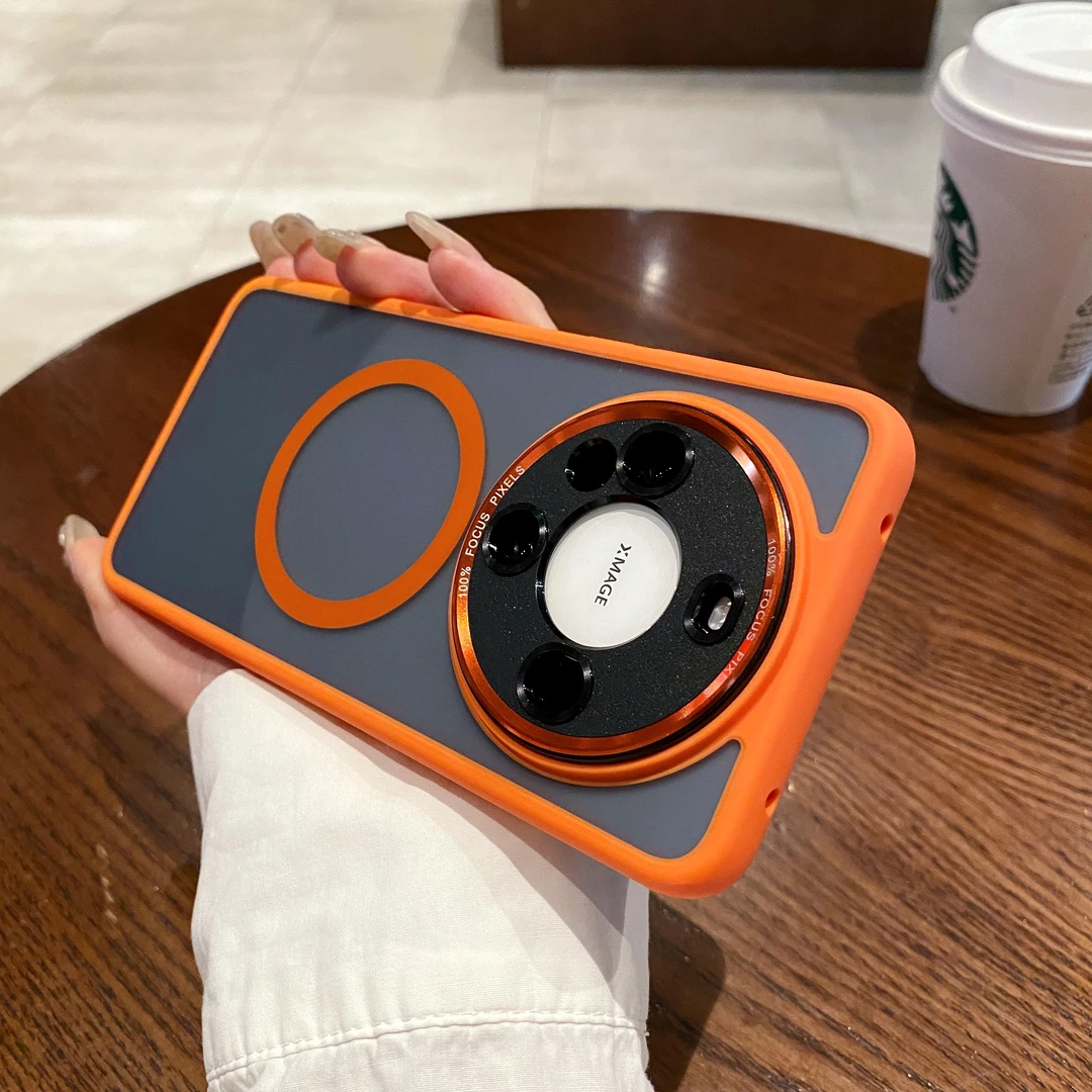 适用华为mate60pro+手机壳磁吸磨砂高级感镜头全包肤感透明保护硬