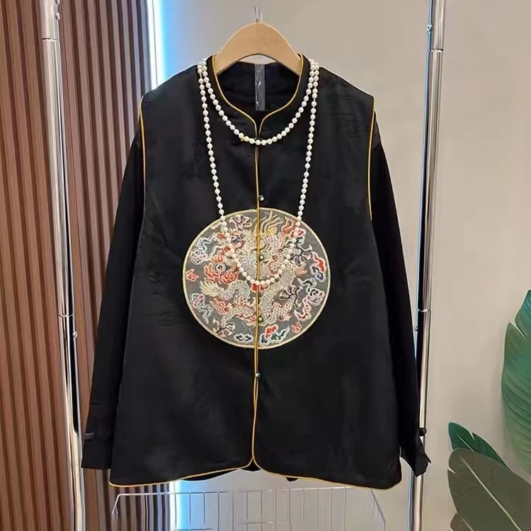 【龙图腾】轻国风盘扣唐装女2024新款无袖立领小外套外搭新中式马甲