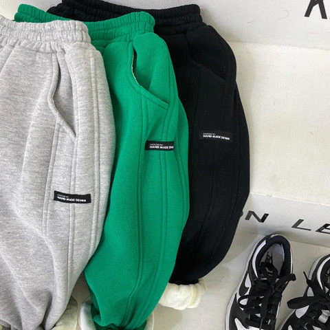 男女童秋冬卫裤运动长裤洋气宝宝冬季一体绒休闲裤束脚裤男童卫裤