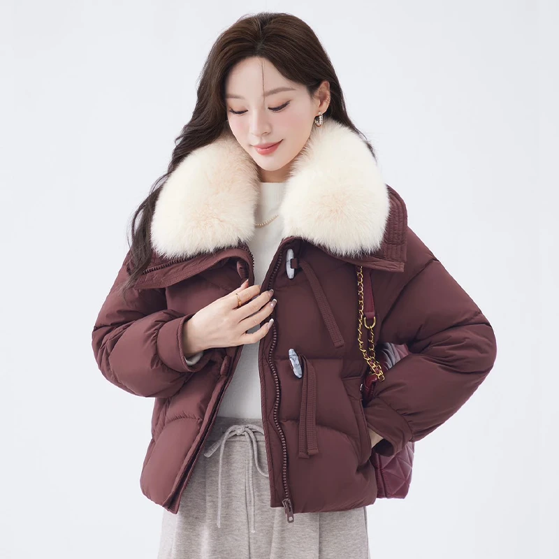 羽绒服女款爆款2024新款正品鸭绒服仿狐狸毛外套小个子冬季外套