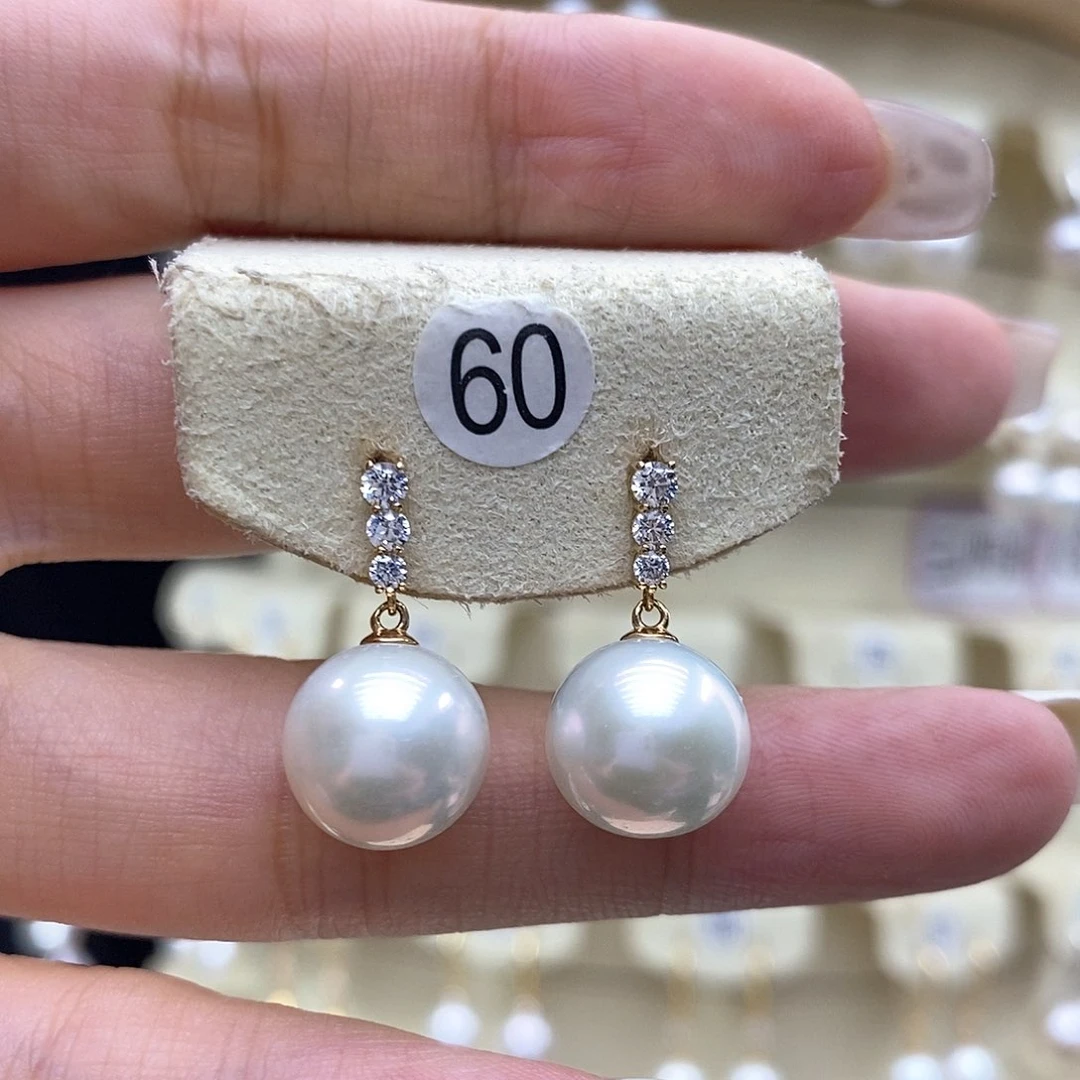 淡水珍珠耳饰18K金镶嵌