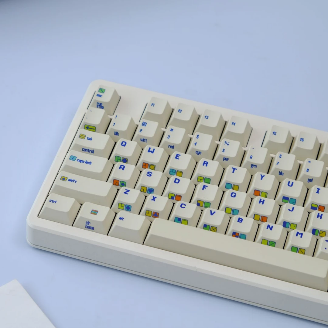 原厂高度侧刻热升华C64R2个性复古机械键盘键帽浅笑