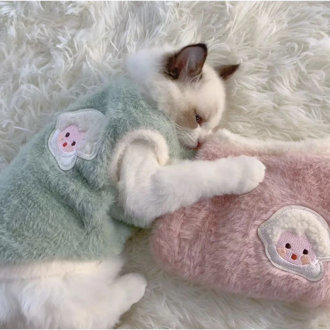 可爱秋冬季猫咪衣服狗狗冬保暖加厚背心防掉毛布偶宠物衣服小型犬