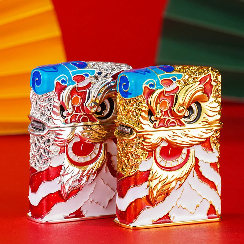 ZORRO佐罗打火机珐琅彩夜光灵动舞狮金丝镶嵌珐琅彩收藏级送礼