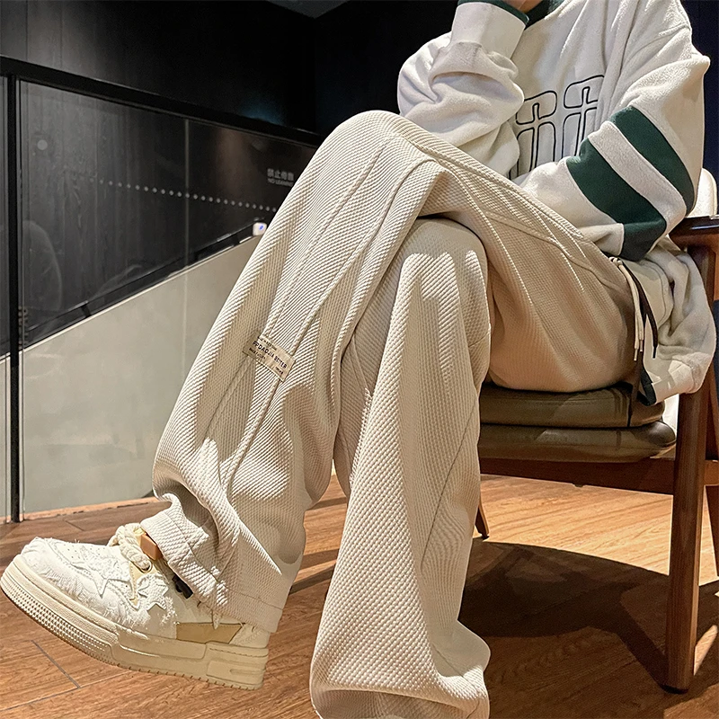 Charge island/冲锋岛秋冬加绒垂感美式休闲卫裤男生宽松直筒长裤