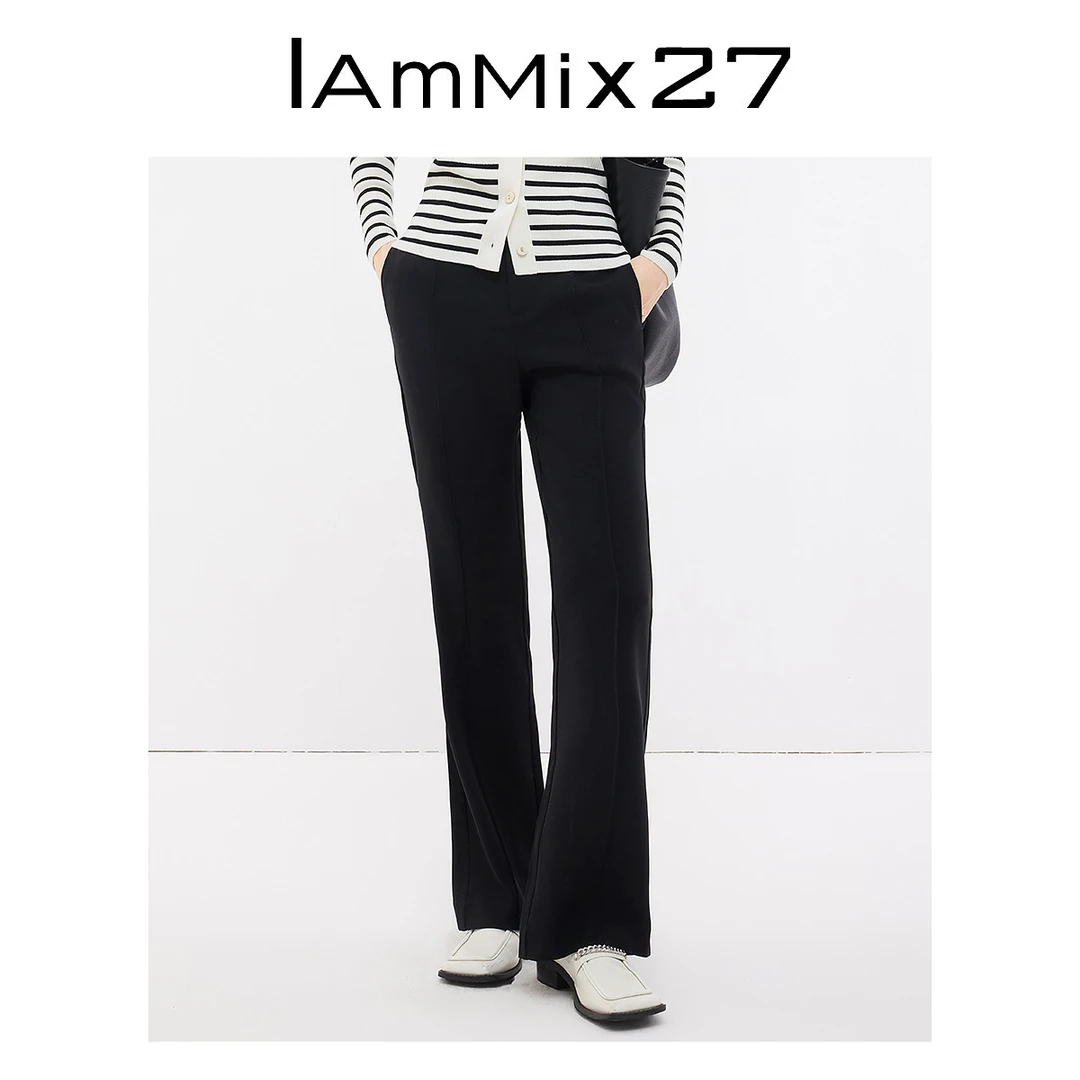 【海峰专属】IAmMIX27黑色休闲长裤M3C7058