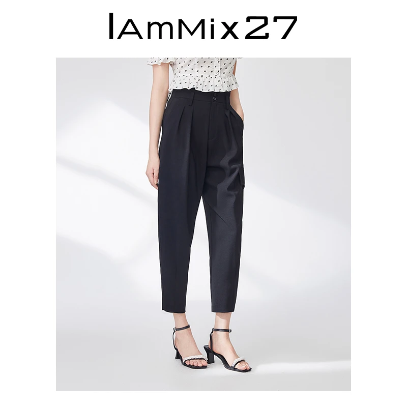 Iammix27黑色工装风哈伦裤M2B7068