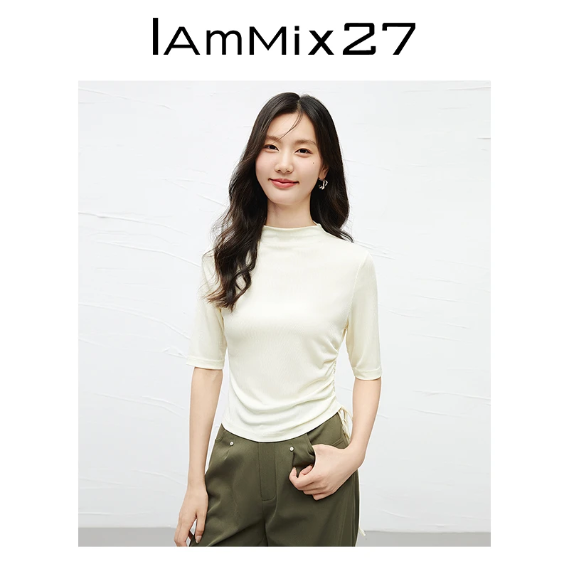 【达人专属】lammix27修身中袖醋纤针织衫Z3C8003