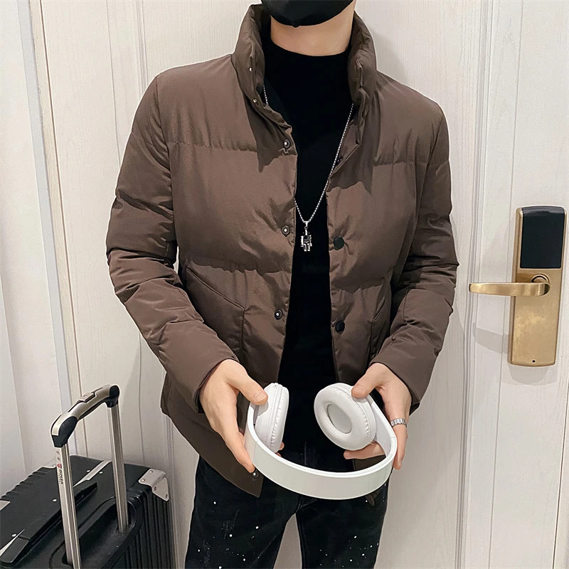 冬装矮个子160小码发型师立领纯色棉衣男加厚棉服修身保暖棉袄子