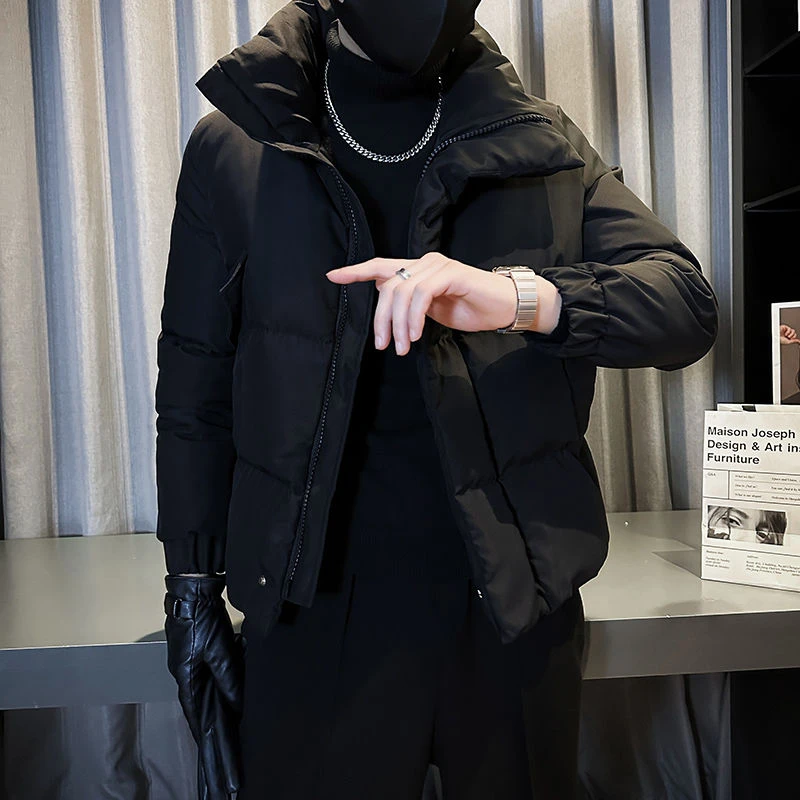 高级感高领面包服棉衣男冬季加厚外套2023潮牌冬装发型师棉服帅