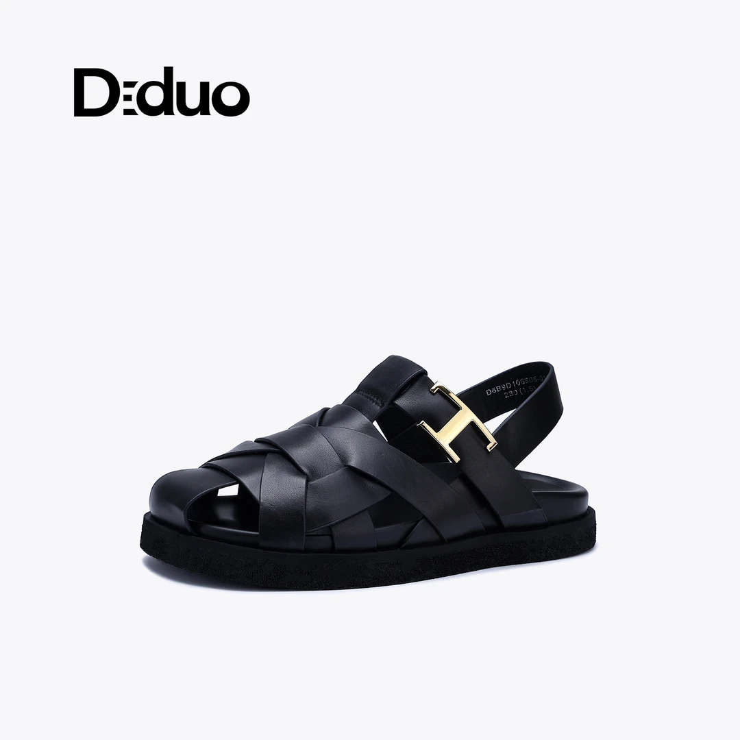 meizou/魅奏迪朵联名夏季新款真皮凉鞋罗马鞋D6B9D106806