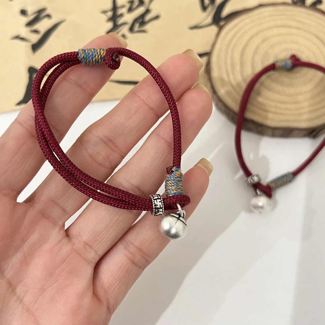 925银手链 《柿柿如意》轻奢风新中式小柿子编织红绳手链 可调节