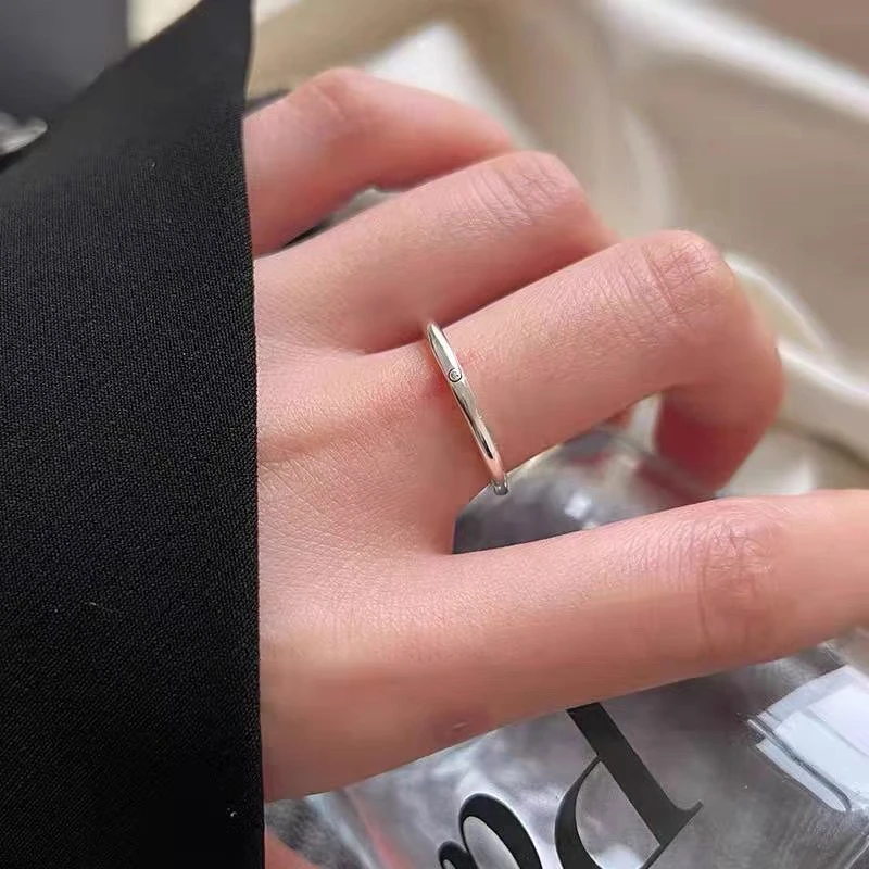 925银戒指 《微笑人生》韩版定制款轻奢风微笑笑脸开口戒指