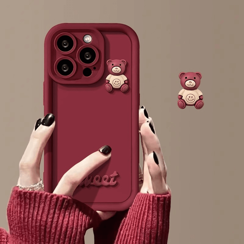 适用iPhone15新年款手机壳立体小熊华为卡通小米/VIVO/OPPO可爱女